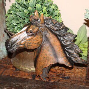 Ornate Rustic Western Farmhouse Horse Head Bust Wall Decor Plaque